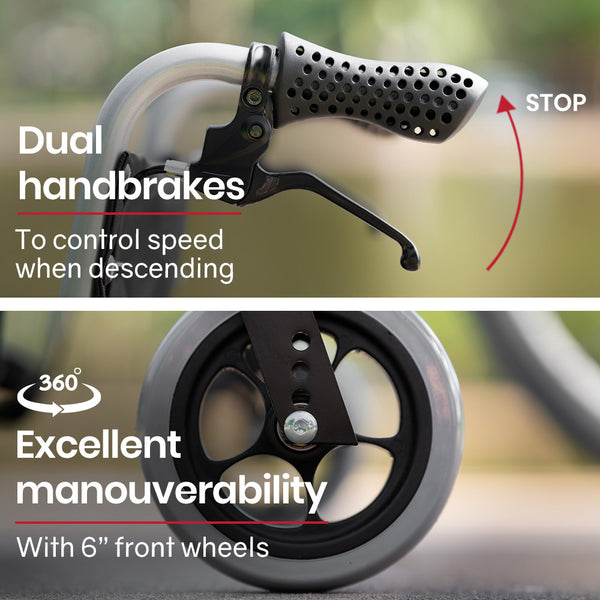 Equipmed 24 Inch Portable Folding Wheelchair 24" Mobility Chair Alloy Senior Elderly Aid Wheelchairs