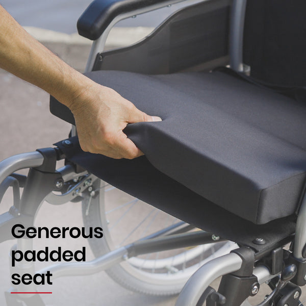 Equipmed 24 Inch Portable Folding Wheelchair 24" Mobility Chair Alloy Senior Elderly Aid Wheelchairs