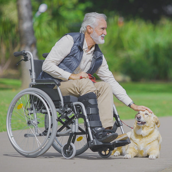 Equipmed 24 Inch Portable Folding Wheelchair 24" Mobility Chair Alloy Senior Elderly Aid Wheelchairs