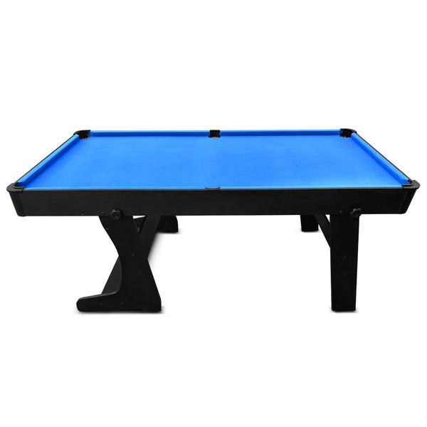 Activego Breakshot Fold Up High Speed Blue Velvet Cloth Pool And Billiards Table Comes With 8/9 Ball Set Triangle 2 Wooden Cues Surface Brush Tip Chal