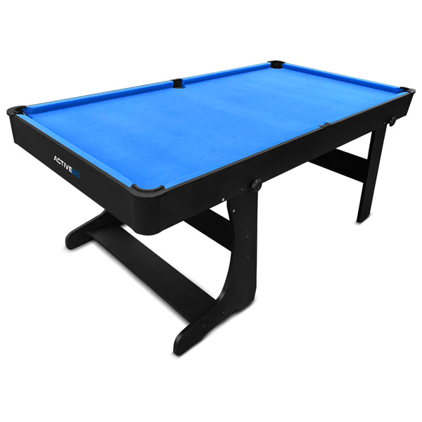 Activego Breakshot Fold Up High Speed Blue Velvet Cloth Pool And Billiards Table Comes With 8/9 Ball Set Triangle 2 Wooden Cues Surface Brush Tip Chal