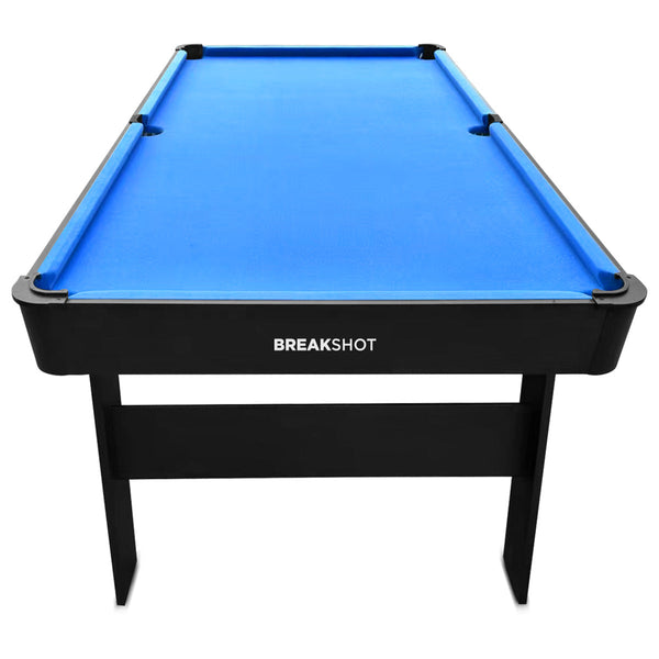 Activego Breakshot Fold Up High Speed Blue Velvet Cloth Pool And Billiards Table Comes With 8/9 Ball Set Triangle 2 Wooden Cues Surface Brush Tip Chal