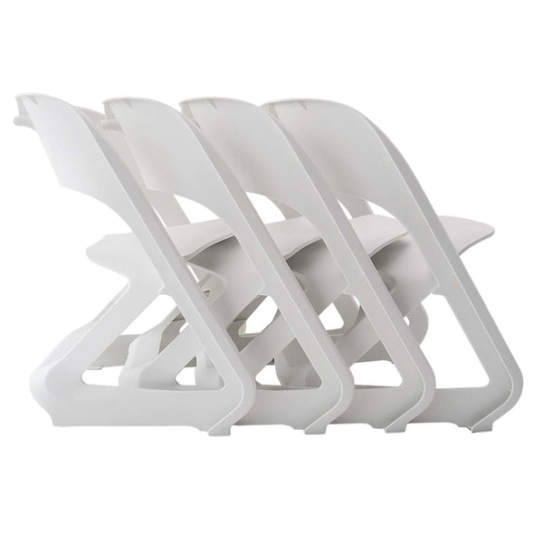 Set Of 4 Office Cafe Lounge Seat Stackable Plastic Leisure White Dining Chairs