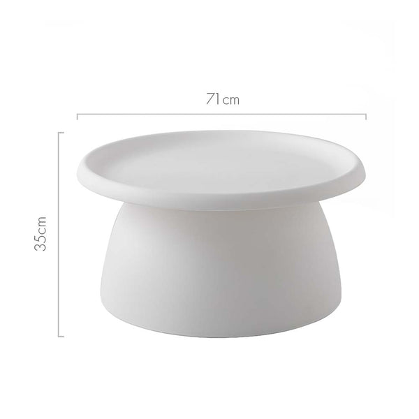 Coffee Table Raised Edge Round 71Cm Diameter Plastic White Home Furniture Coffee Tables