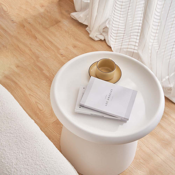 Plastic Coffee Table Round Smooth Surface Home Furniture White 52 Centimetre Coffee Tables