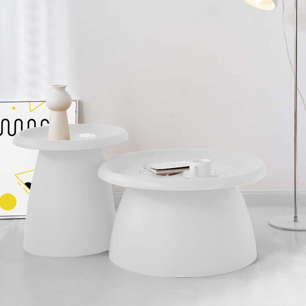 Plastic Coffee Table Round Smooth Surface Home Furniture White 52 Centimetre Coffee Tables