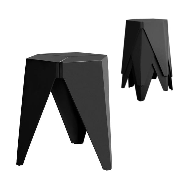 Polypropylene Puzzle Bar Stools Stackable Black Set Of Four Home Furniture Benches Bar Stools