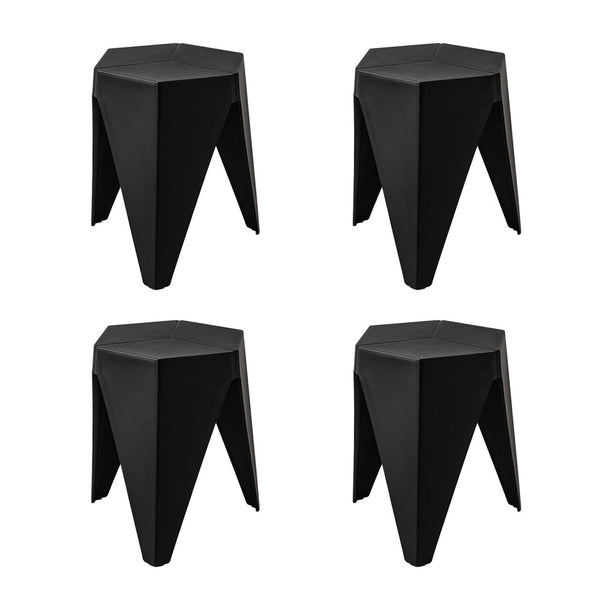 Polypropylene Puzzle Bar Stools Stackable Black Set Of Four Home Furniture Benches Bar Stools