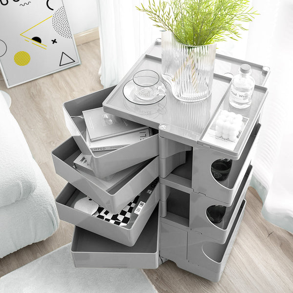 Artissin Storage Trolley Bedside Table 5 Tier Cart Boby Replica Grey Bedside Tables