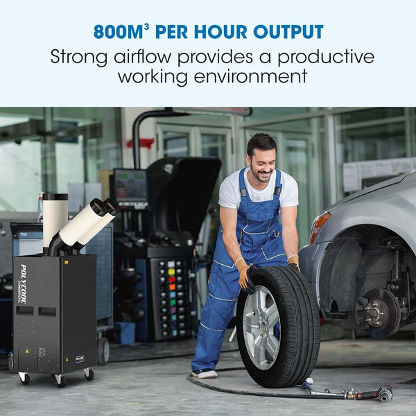 Polycool 4.5Kw Portable Industrial Spot Cooler With Twin Cooling Ducts 15A Plug Portable Air Conditioners