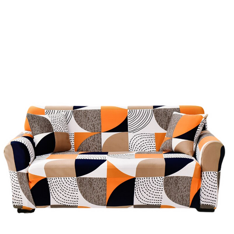 4 Seater Sofa Cover Orange Geometric Style Protection For Living Room Chair Slipcover Slipcovers