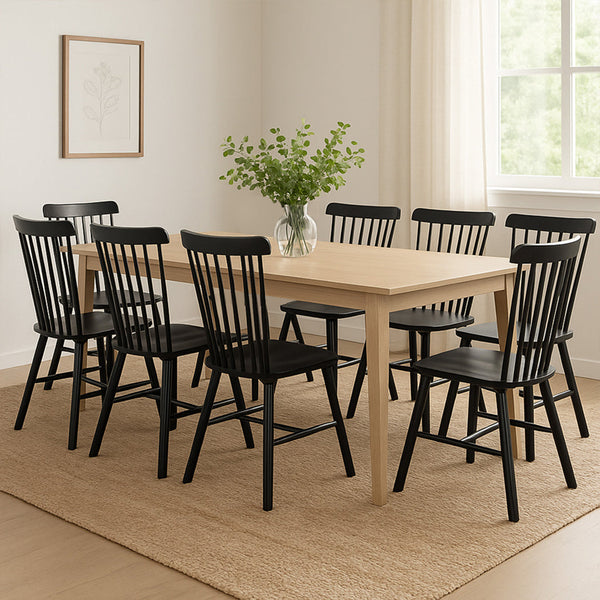 Levede 8X Kitchen Winsor Black Dining Chairs