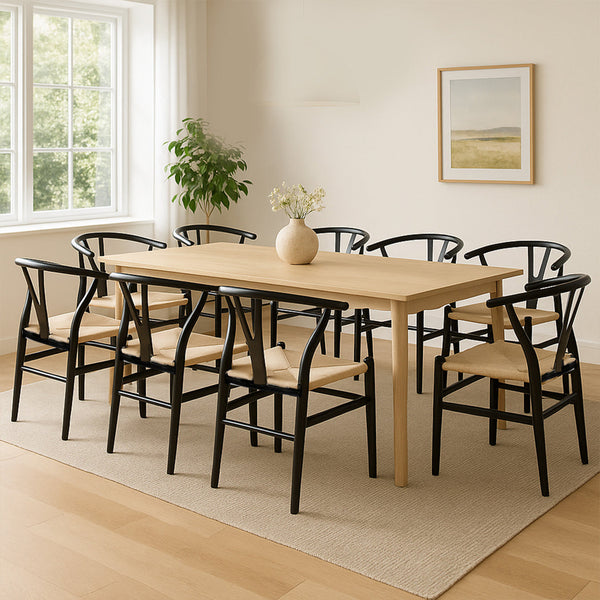 Levede 8X Wooden Hans Black Dining Chairs