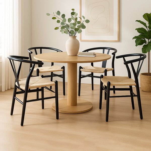 Levede 4X Wooden Hans Black Dining Chairs
