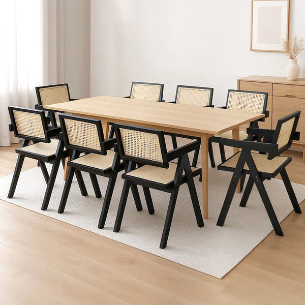 Levede 8X Black Wicker Armchair Dining Chair Dining Chairs