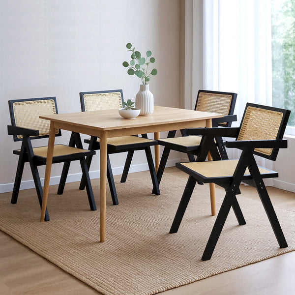 Levede 4X Black Wicker Armchair Dining Chair Dining Chairs