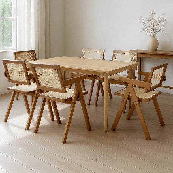 Levede 6X Walnut Wicker Armchair Dining Chair Dining Chairs