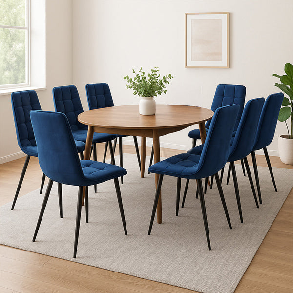 Levede 4X Kitchen Velvet Blue Dining Chairs