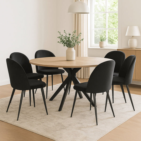Levede 6X Kitchen Cafe Black Dining Chairs