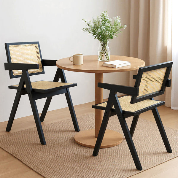 Levede 2X Black Wicker Armchair Dining Chair Dining Chairs