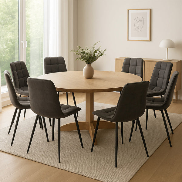 Levede 8X Kitchen Velvet Grey Dining Chairs