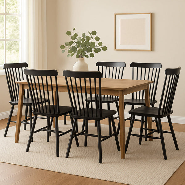 Levede 6X Kitchen Winsor Black Dining Chairs