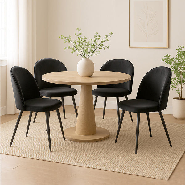 Levede 4X Kitchen Cafe Black Dining Chairs