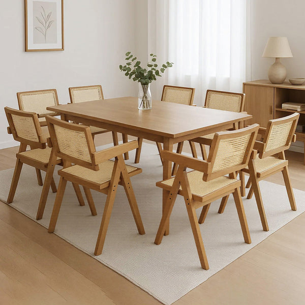 Levede 8X Dining Chair Solid Wood Rattan Dining Chairs
