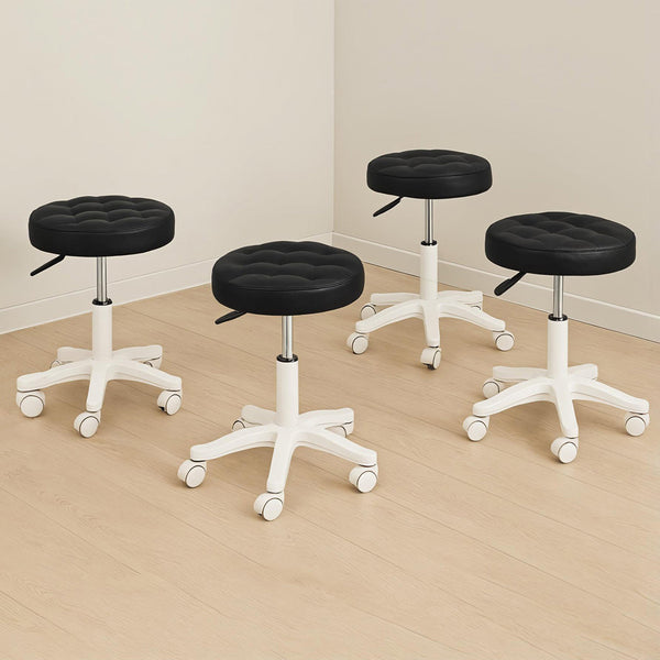 Levede 4X Rolling Bar Stool Swivel Salon Spa Chair Black Benches Bar Stools