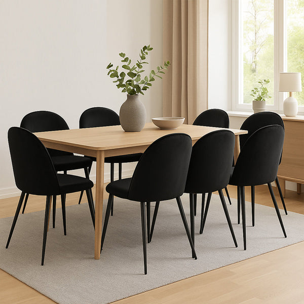 Levede 8X Kitchen Cafe Black Dining Chairs