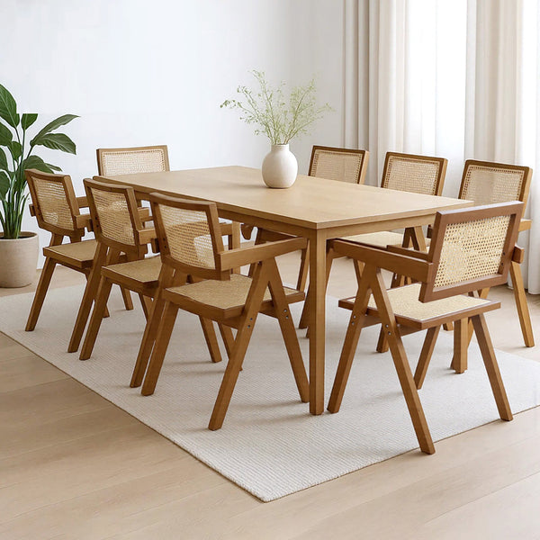 Levede 8X Walnut Wicker Armchair Dining Chair Dining Chairs