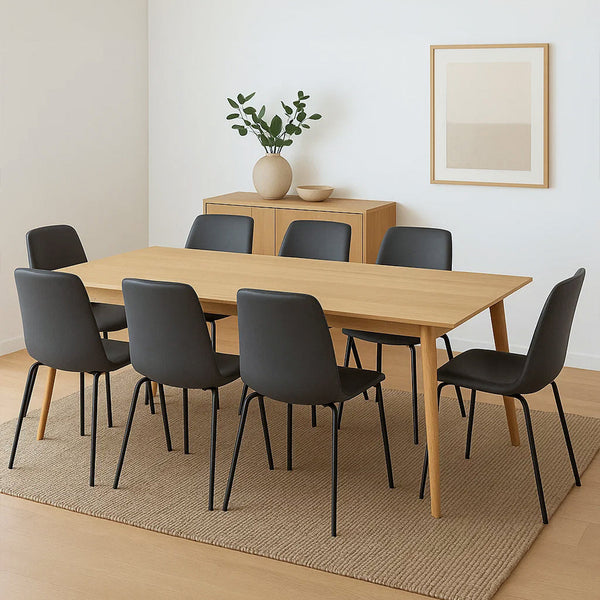 Levede Stackable Kitchen Grey Set Of 8 Dining Chairs