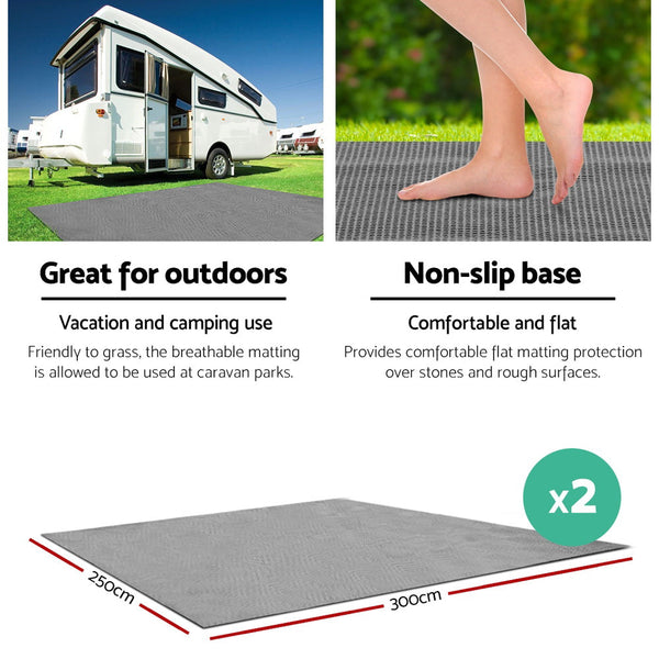 Weisshorn 3M X 2.5M Annex Matting Floor Mats Mesh Caravan Camping Annexe 2Pcs Annexe Mats