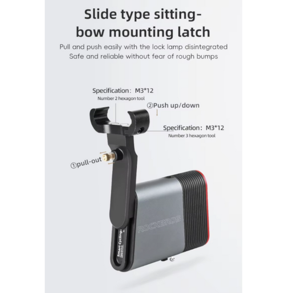 Rockbros Bicycle Rear Light Bluetooth Smart Lock Dual Function Ipx6 Waterproof 5 Lighting Modes Type C Mtb Bike Tail Lights & Reflectors