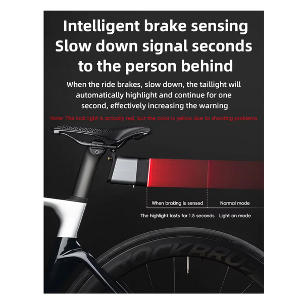 Rockbros Bicycle Rear Light Bluetooth Smart Lock Dual Function Ipx6 Waterproof 5 Lighting Modes Type C Mtb Bike Tail Lights & Reflectors