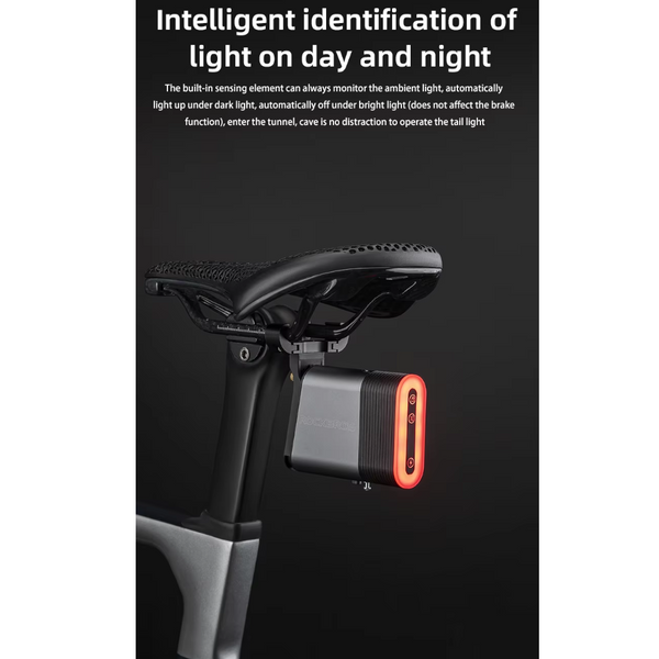 Rockbros Bicycle Rear Light Bluetooth Smart Lock Dual Function Ipx6 Waterproof 5 Lighting Modes Type C Mtb Bike Tail Lights & Reflectors