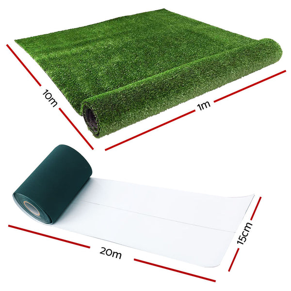 Prime Turf 2X5m Synthetic Fake 10Sqm Lawn 17Mm Tape Artificial Grass