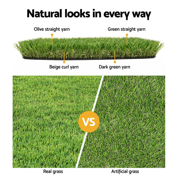 Prime Turf 20Mm 1Mx10m Synthetic Fake Lawn Plastic Plant 4 Coloured Artificial Grass