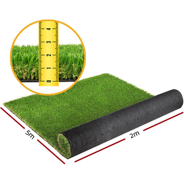 Prime Turf 20Mm 2Mx5m Synthetic Fake Lawn Plastic Plant 4 Coloured Artificial Grass