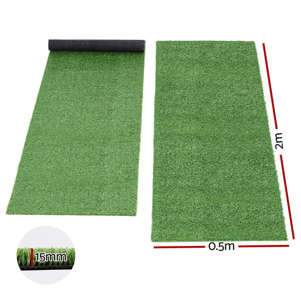 Prime Turf Turf Rug Fake Grass 2 Rolls 15Mm Height 50Cm X 2M Indoor Outdoor Synthetic Grass Mat Carpet With Drainage Holes Plastic Plant Artificial Gr