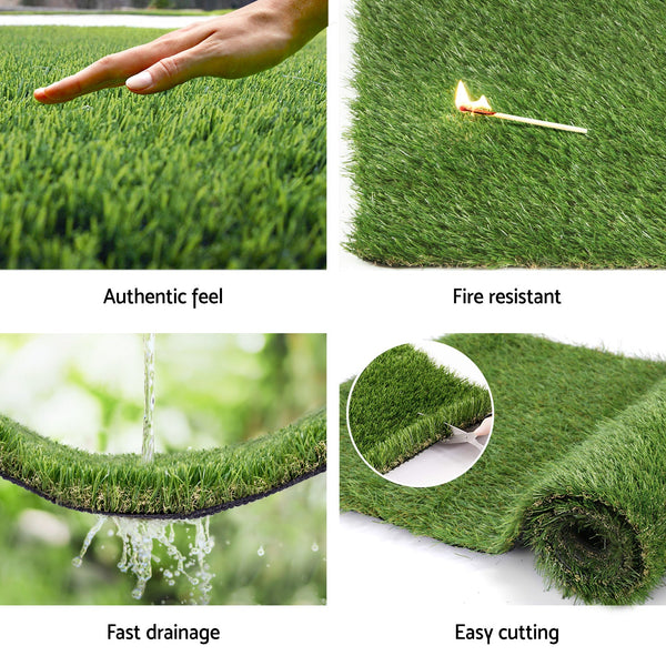 Prime Turf 30Mm 2Mx5m 40Sqm Synthetic Fake Lawn Plastic Plant 4 Coloured Artificial Grass