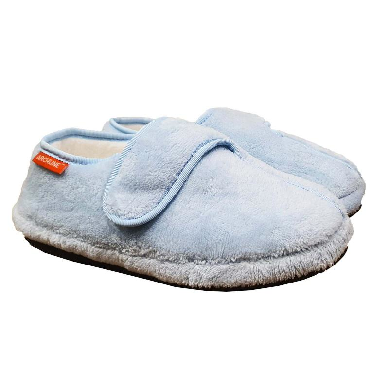 Archline Orthotic Plus Slippers Closed Scuffs Pain Relief Moccasins Powder Blue Comfort Shoes