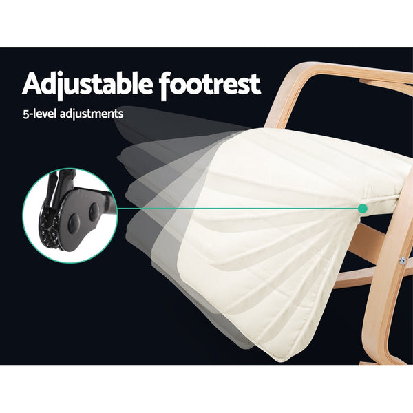 Artiss Rocking Armchair With Footrest Nursing Beige Furniture Kids Sofas Armchairs