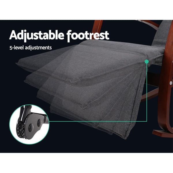 Birch Plywood Rocking Armchair With Adjustable Footrest Charcoal Home Furniture Sofas Armchairs & Couches