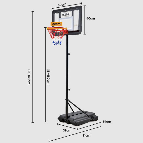 Dr. Dunk Kids Basketball Hoop Stand System 1.15M To 1.60M Height Basketball Backboards
