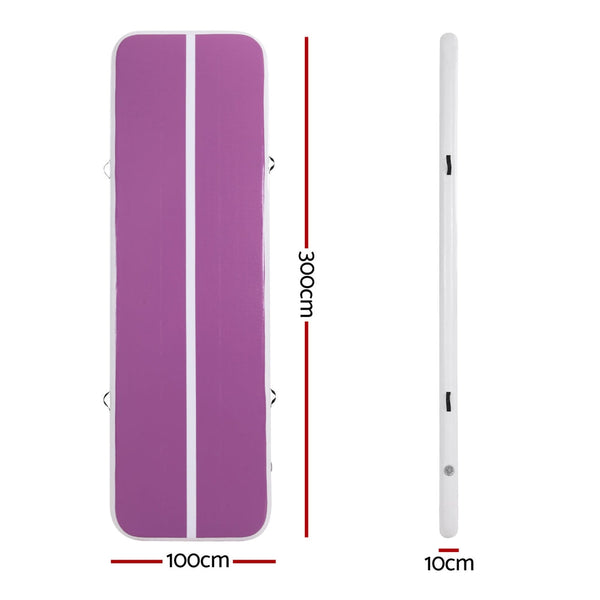 Everfit Inflatable Air Track Gymnastics Mat Sports Fitness Exercise Purple Mats & Non Slip Towels