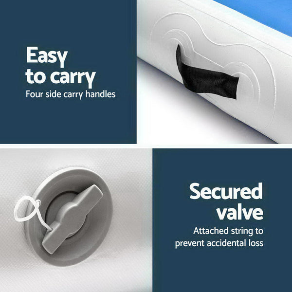 Inflatable Air Track Gymnastics Mat Blue And White 4M X 1M 20Cm Thick Gymnastics Mats