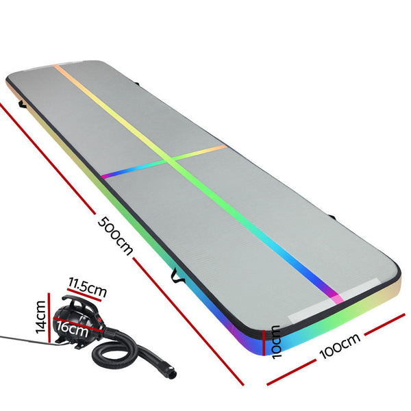 Everfit 5M Air Track Gymnastics Tumbling Exercise Mat W/ Pump Inflatable Colour Gymnastics Mats
