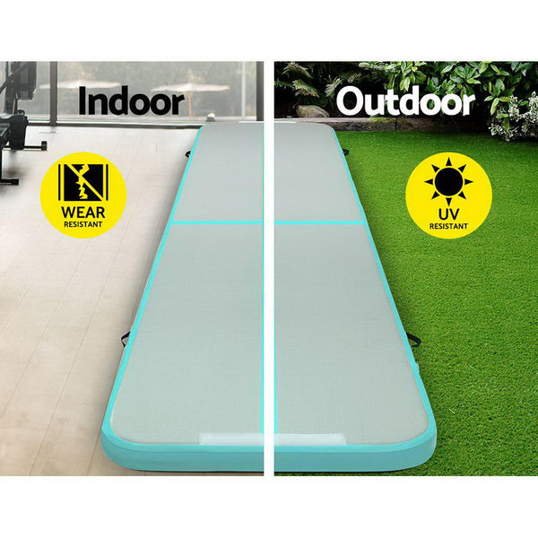 Everfit Gofun 5X1m Inflatable Air Track Mat Tumbling Floor Home Gymnastics Green Gymnastics Mats
