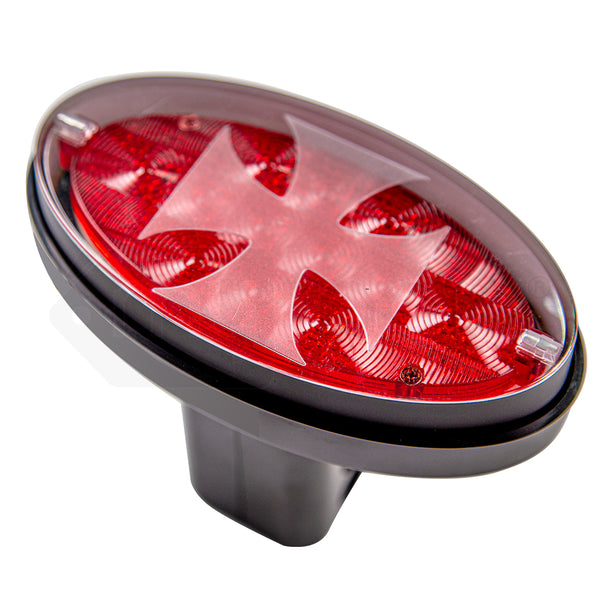 Novelty Tow Bar / Trailer Hitch Cover Red Oval Brakelight Iron Cross Tow Bars & Winches